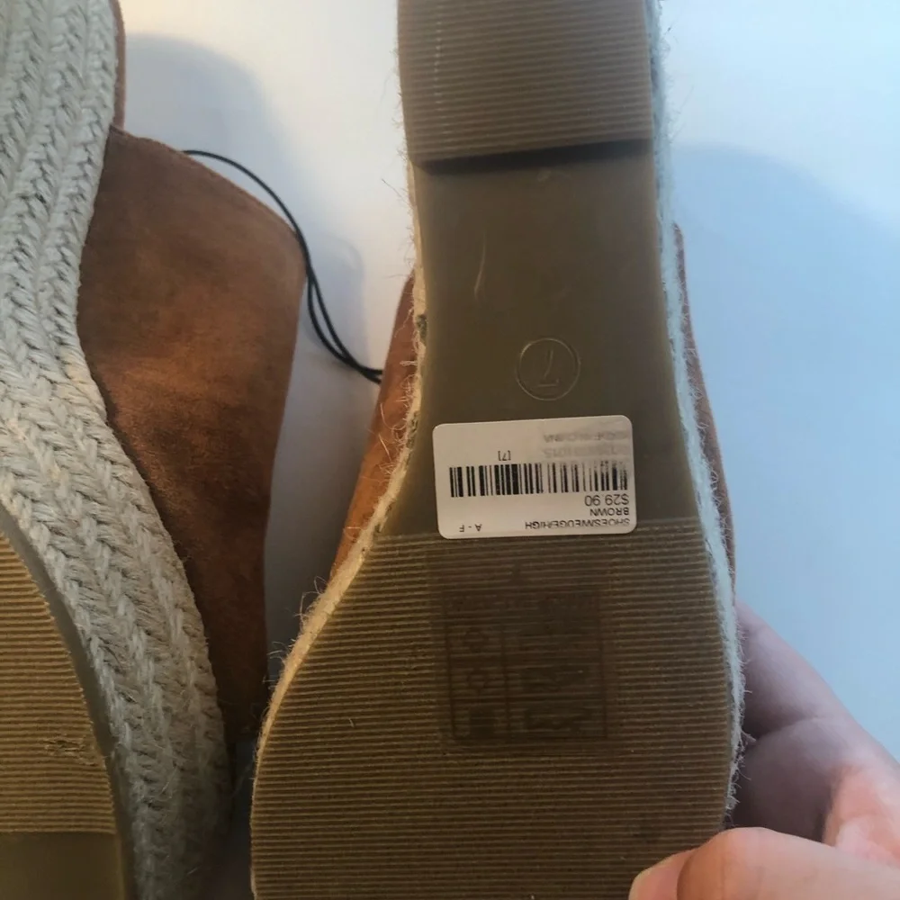 Forever 21 Brown Suede Espadrille Slide Mules